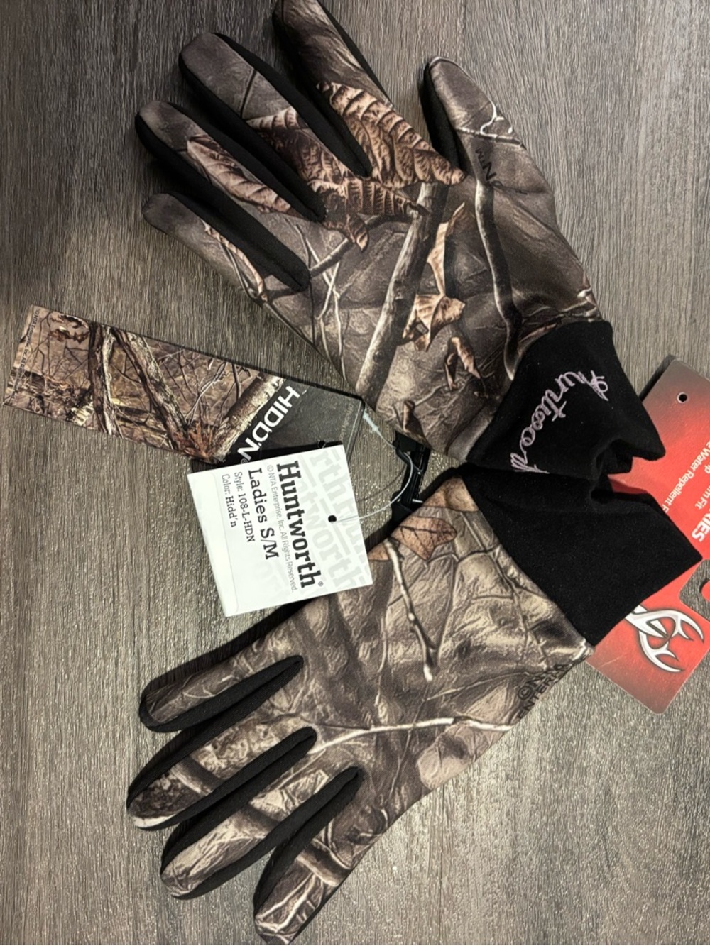 Huntworth Ladies Camo Stretch Gloves - Brown Realtree Pattern